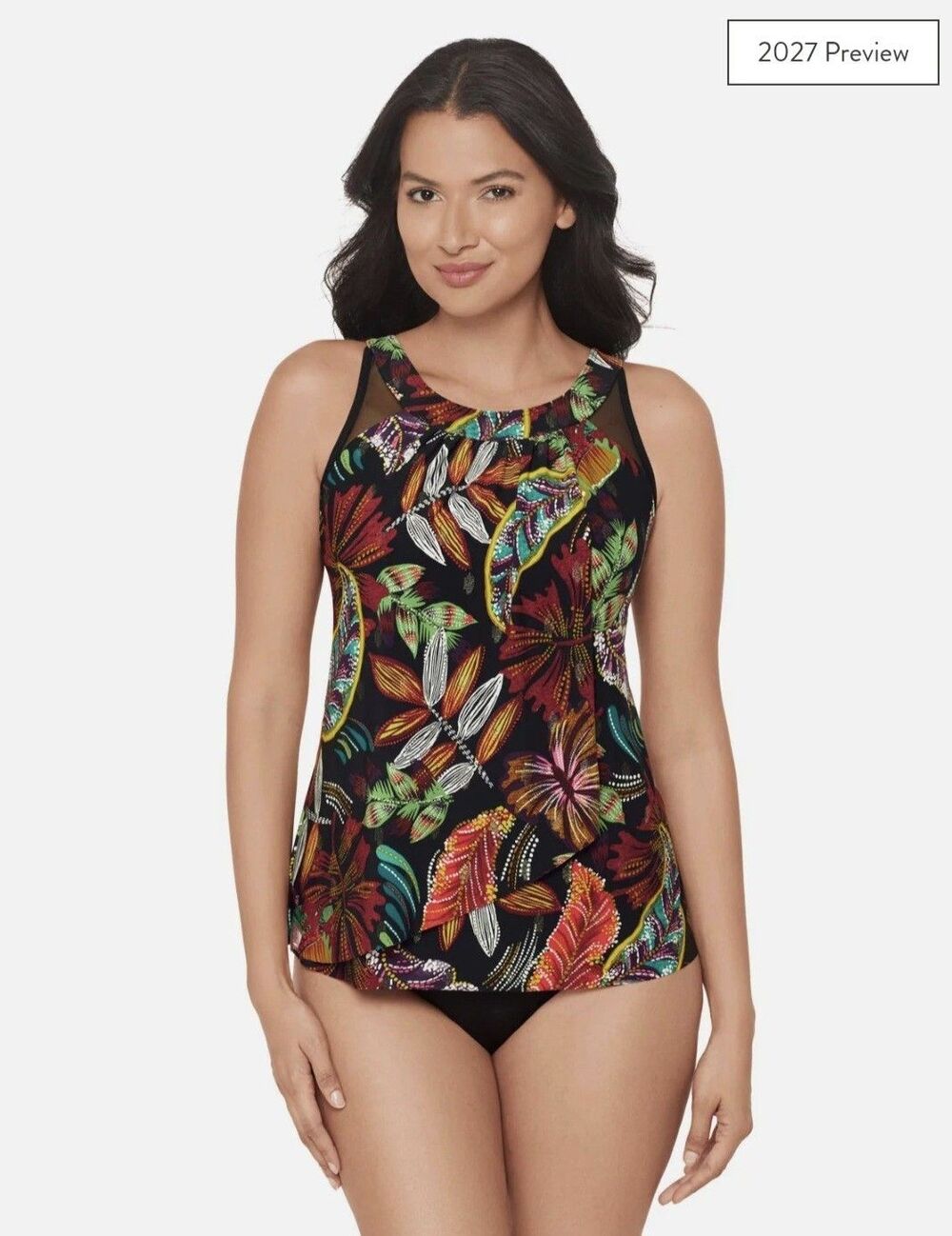 Miraclesuit Size 8 Pluma Orla Ursula Tankini Top Black Multi NWT 2027 Preview